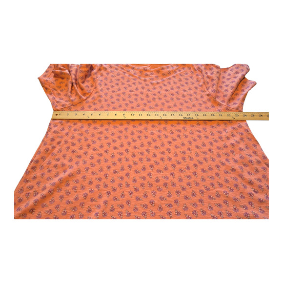 J Jill Tee Womens Size 2X Orange Floral Print 100% Pima Slub Elbow Length Sleeve - Picture 8 of 9